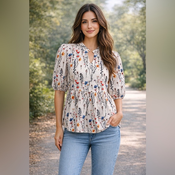 🆕 Floral Puff Sleeve Blouse - Picture 1 of 11